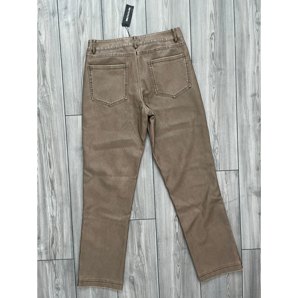 PrettyLittleThing Brown Faux Leather Straight Leg Pants US 6 - Picture 2 of 5